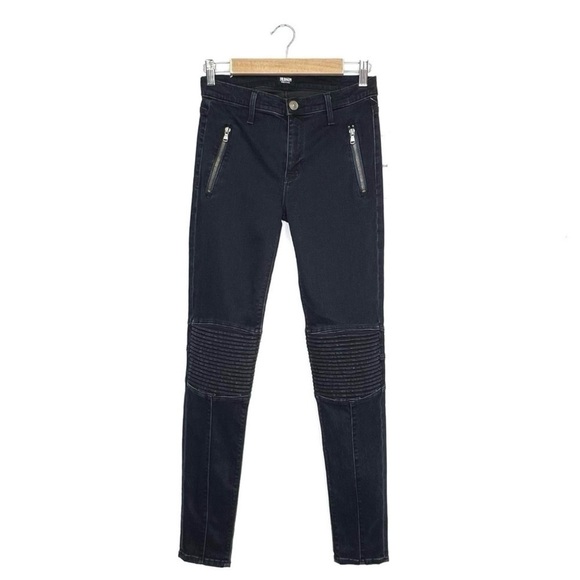 Hudson Jeans Stark Moto Pant Skinny Blue Wild Dark Wash Blue Size 28 (6) New NWT - Picture 1 of 12